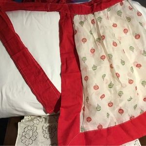 🎄Christmas Holiday Waist Apron~Sheer Ornament Material wRed Band & Border